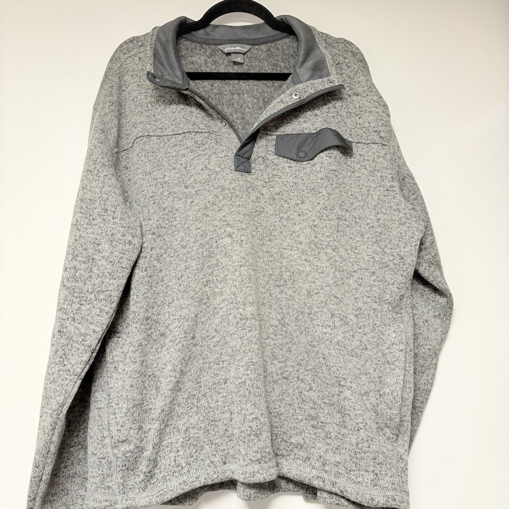 Eddie Bauer Men's‎ 3/4 Button Gray Pullover Size XL